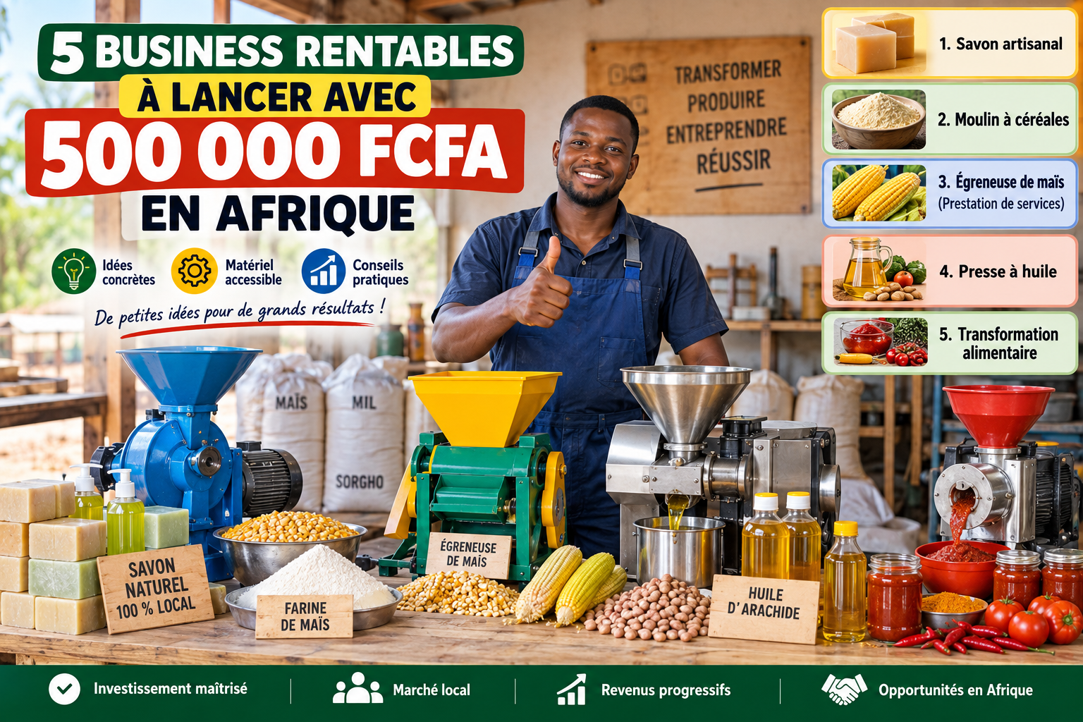 5 business rentables à lancer avec 500 000 FCFA en Afrique