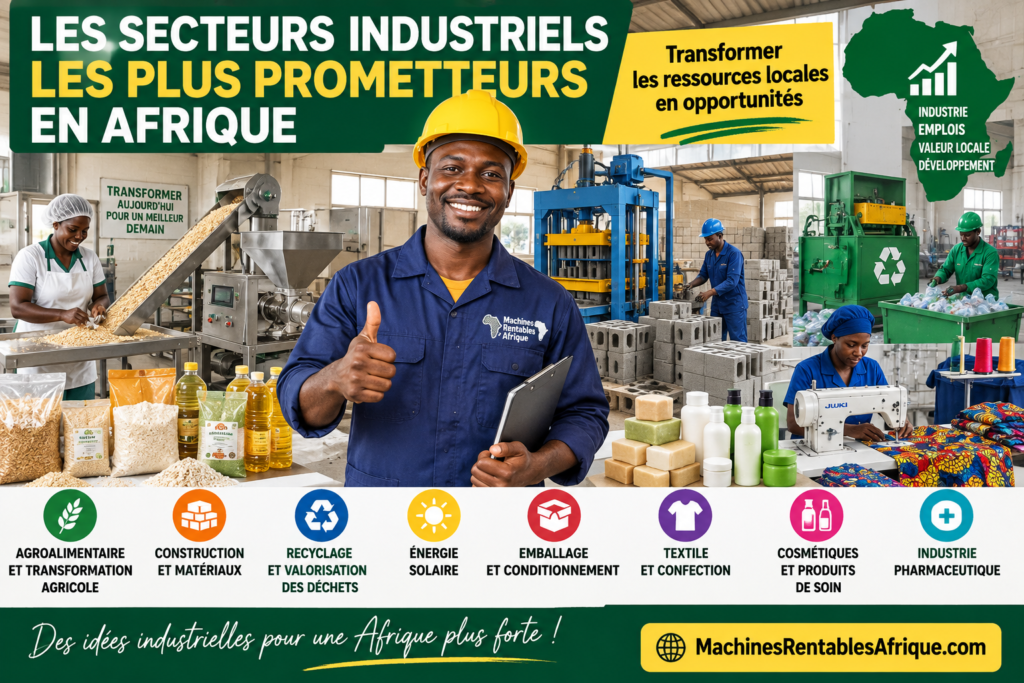Petite unité industrielle africaine avec machines de transformation