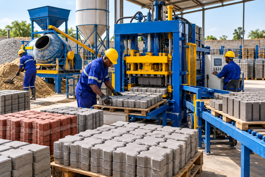 Mini-usine de fabrication de pavés en Afrique