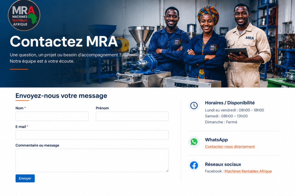 Équipe de Machines Rentables Afrique – Contact et accompagnement des entrepreneurs africainsÉquipe de Machines Rentables Afrique – Contact et accompagnement des entrepreneurs africains
