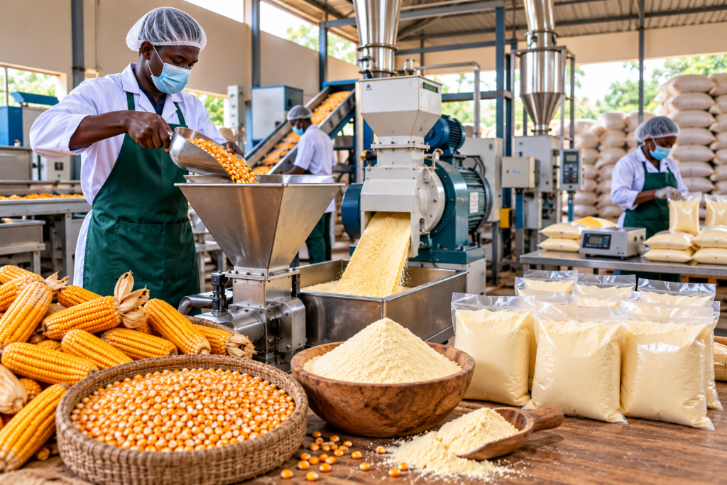 Unité de production de farine de maïs en Afrique