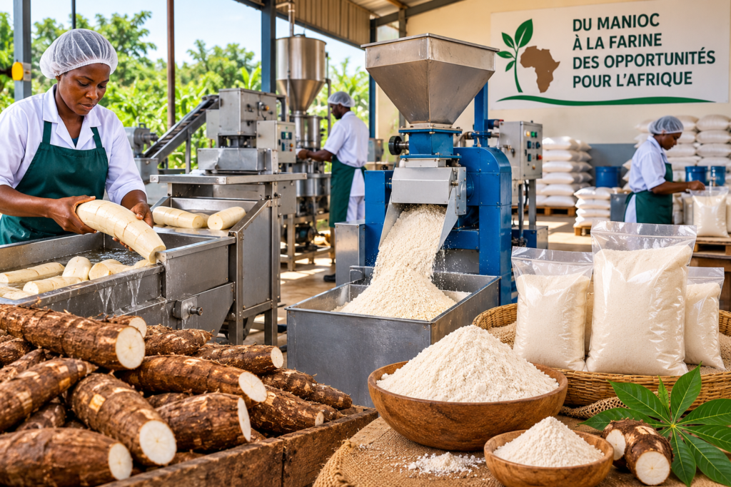 Unité de transformation du manioc en farine en Afrique